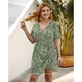 Large size women's floral V-neck dress Spring/Summer 2020 new product